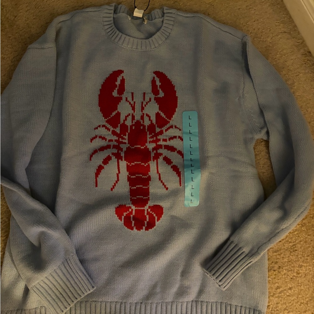 Mighty fine blue red crawfish lobster sweater